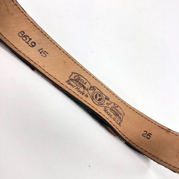 Circle Y of Yoakum Brown Leather Textile Belt 26" - Picture 4 of 4